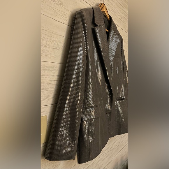 ZARA sequinned blazer! Silver grey. Size XL - Picture 4 of 14
